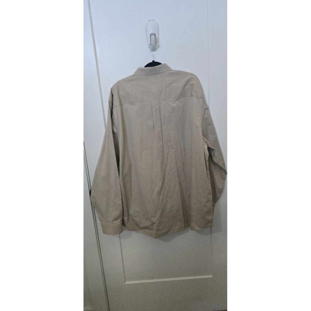 Mens Rank-45 Beige Long-Sleeve Button-Up Shirt XXL Cotton Blend - Picture 2 of 3